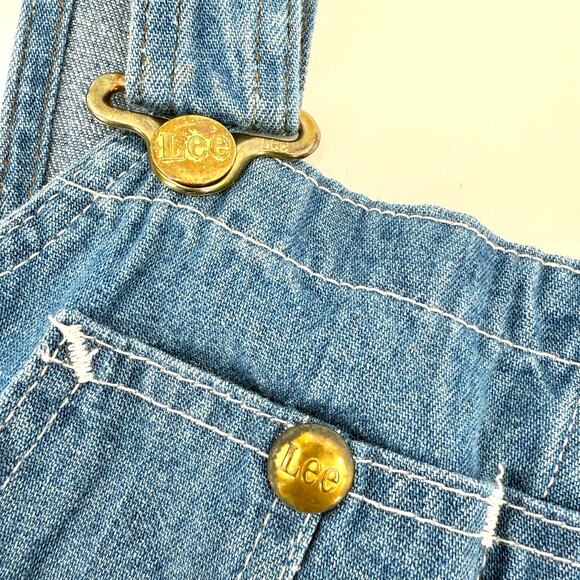Vintage 70s LEE Denim Overalls Workwear Carpenter Bibs Made In the USA 32Wx33L - Picture 7 of 12